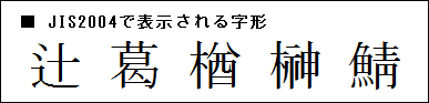JIS2004での表示字形